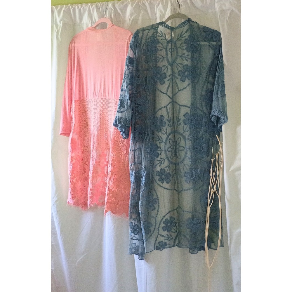 Forgotten Grace Lace Mesh Cover Up Bundle Set  Pink & Blue Floral Fairycore  XL